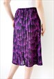 90S MIDI SKIRT PURPLE FLORAL PLEATED SHEER VINTAGE SKIRT