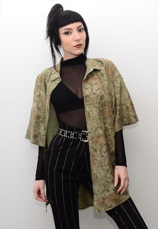 VINTAGE 90'S HIPPIE GRUNGE PATTERNED BOYFRIEND SHIRT