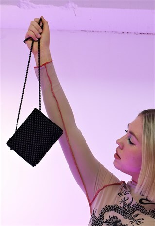 BEADED MINI BAG IN BLACK