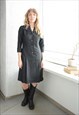 Vintage 70's Black Midi Dress