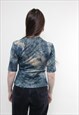 VINTAGE 00S PAISLEY BLOUSE, STRETCH BLOUSE, BLUE BOHO BLOUSE