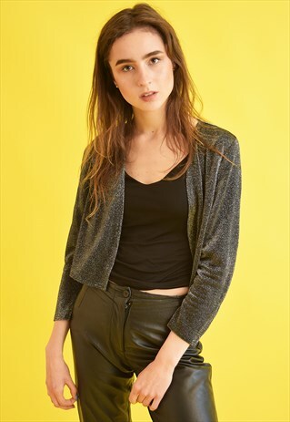 90'S RETRO SHIMMER OPEN FRONT MOMS BLOUSE TOP