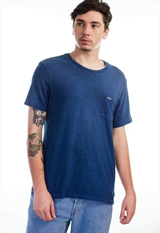 VINTAGE POLO RALPH LAUREN DENIM LOOK T-SHIRT 90S L 6.6