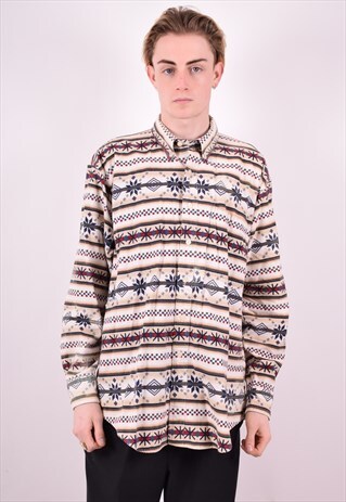 CHAPS RALPH LAUREN MENS VINTAGE AZTEC FLANNEL SHIRT 90S