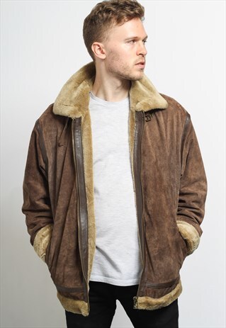 VINTAGE SUEDE AVIATOR FLEECE SHEEPSKIN JACKET