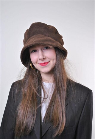 WOMEN BROWN RETRO FLEECE WINTER HAT