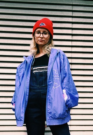 VINTAGE 90S PASTEL PURPLE FILA SHELL TRACK JACKET