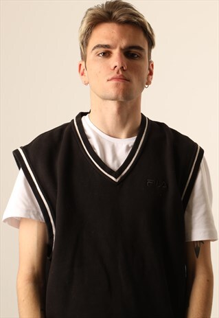 VINTAGE FILA EMBROIDERED SPELL OUT SLEEVELESS SWEATSHIRT