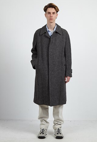 VINTAGE GREY BURBERRY WOOL CAR COAT