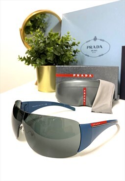 Prada Sport Y2K SPS 02L Visor Wrap Around Rimless Sunglasses