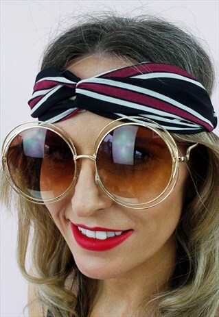 BURGUNDY TURBAN TWIST KNOTTED BANDANA HEADBAND