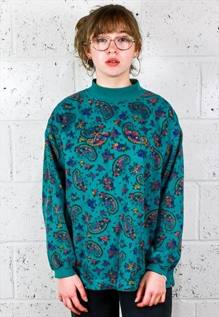 VINTAGE PAISLEY PATTERN SWEATER WITH EMBROIDERY