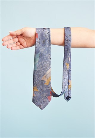 VINTAGE 80'S RETRO ABSTRACT PATTERN TAPESTRY WOVEN TIE