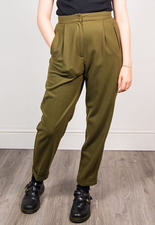 VINTAGE 90'S GREEN HIGH WAIST SMART TROUSERS