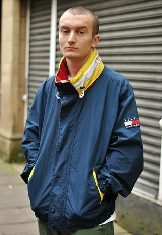 VINTAGE TOMMY HILFIGER SPELL OUT BOMBER JACKET