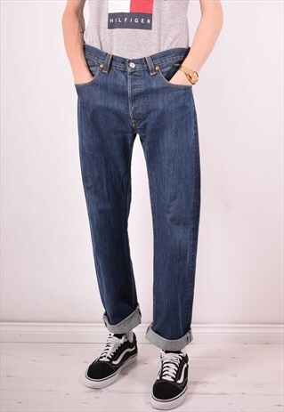 LEVI'S 501 MENS VINTAGE JEANS W34 L32 BLUE 90S