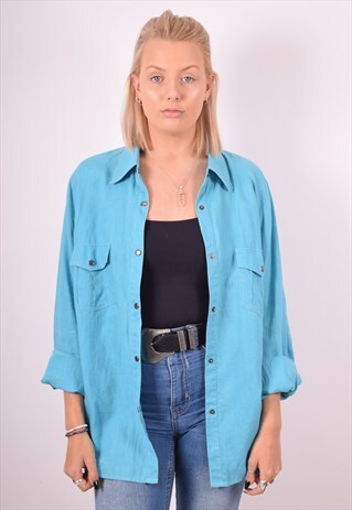 WOMENS VINTAGE SHIRT XL BLUE 90S