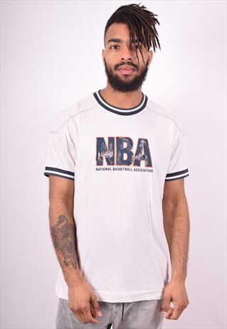 ADIDAS MENS VINTAGE NBA T-SHIRT TOP XL WHITE 90'S
