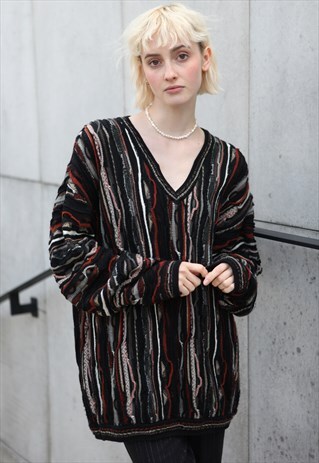 VINTAGE COOGI STYLE OVERSIZE SWEATER V-NECK JUMPER
