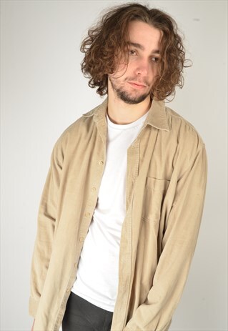 VINTAGE CORDUROY CORD SHIRT IN BEIGE