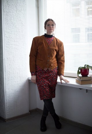 VINTAGE 70'S BROWN SUEDE CROPPED JACKET