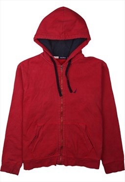 Vintage 90's Nautica Hoodie Full Zip Up Red Large