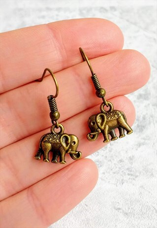 MINI ELEPHANT EARRINGS BRONZE