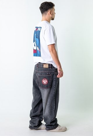 DARK GREY 90S BAGGY HIP HOP  CARGO SKATER TROUSERS PANTS