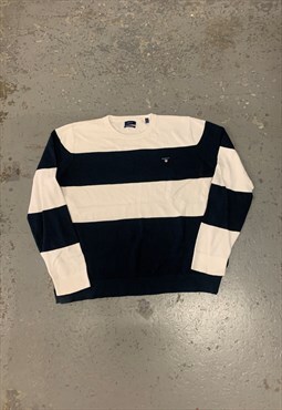 GANT Knit Jumper Navy and White Striped Sweater 