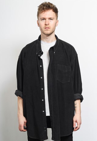 VINTAGE CORDUROY CORD SHIRT BLACK