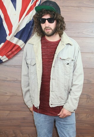 VINTAGE LEVI'S CORD SHERPA DENIM JACKET BORG LINED ,L,(44)