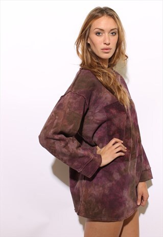 VINTAGE 1990'S 90'S OVERSIZE PURPLE TIE DYED SWEATSHIRT L-XL
