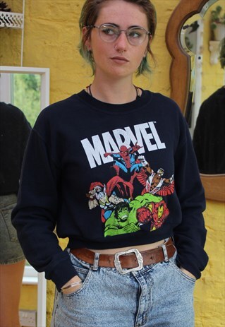 UPCYCLE REWORK CROPPED MARVEL SWEATER SIZE SMALL