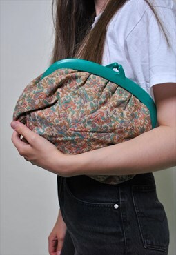 Y2k paisley clutch, 00s fashion patterned purse - KISS lock 