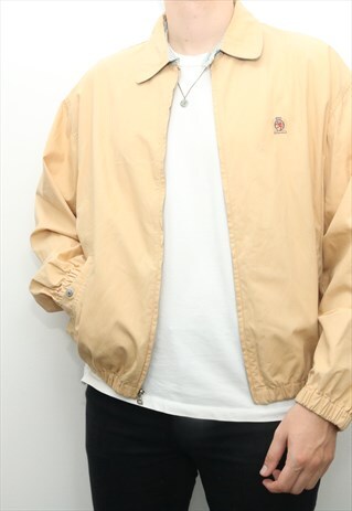 TOMMY HILFIGER - BEIGE EMBROIDERED HARRINGTON JACKET - LARGE