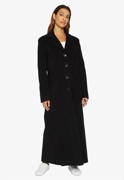Sienna Wool Blend Slim Fit Longline Maxi Coat In Black