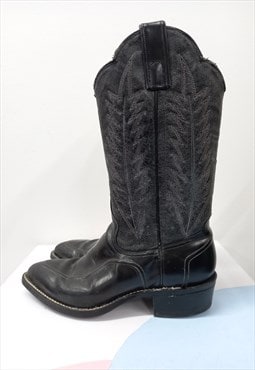 00s Easy b DB Leather Cowboy Boots Black