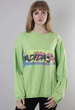 VINTAGE 80S ADIDAS FRESH PRINCE GREEN SWEATSHIRT JUMPER