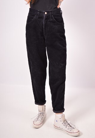 VINTAGE ARMANI HIGH WAIST CORDUROY TROUSERS BLACK