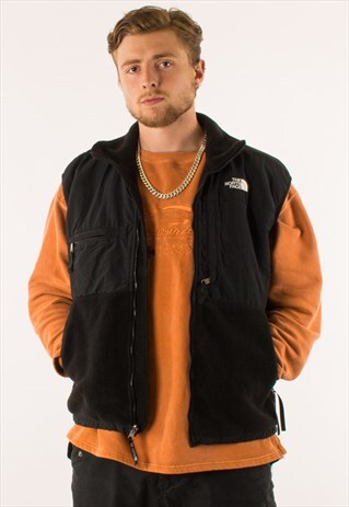 VINTAGE BLACK THE NORTH FACE FULL ZIP GILET FLEECE