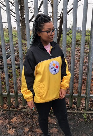 VINTAGE NFL PITTSBURGH STEELERS 1/4 ZIP SMOCK TRACK JACKET