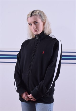 BLACK RALPH LAUREN EMBROIDERED TRACK STYLE JACKET