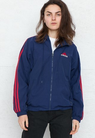 VINTAGE BLUE RED ADIDAS ZIP TRACK JACKET