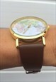 CUTE BROWN WORLD MAP VINTAGE INSPIRED WATCH 