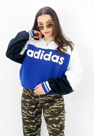 90'S RARE RETRO THICK COLOUR BLOCK OVERSIZED SWEATSHIRT