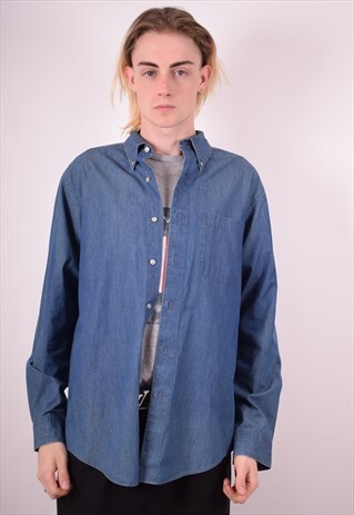 MENS VINTAGE DENIM SHIRT MEDIUM BLUE 90S