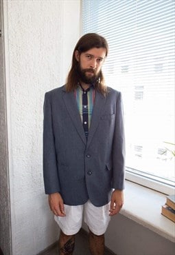 Vintage 80's Blue Wool Suit Blazer