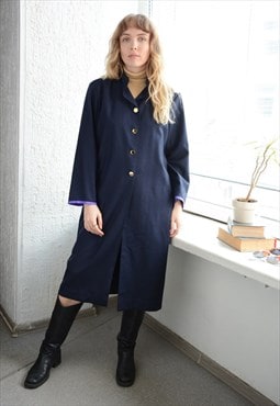 Vintage 70's Blue Thin Wool Coat