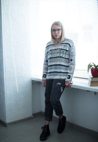 VINATGE 70'S STRIPPED CROCHET JUMPER
