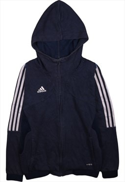 Vintage 90's Adidas Hoodie Striped Sleeves Full Zip Up Navy